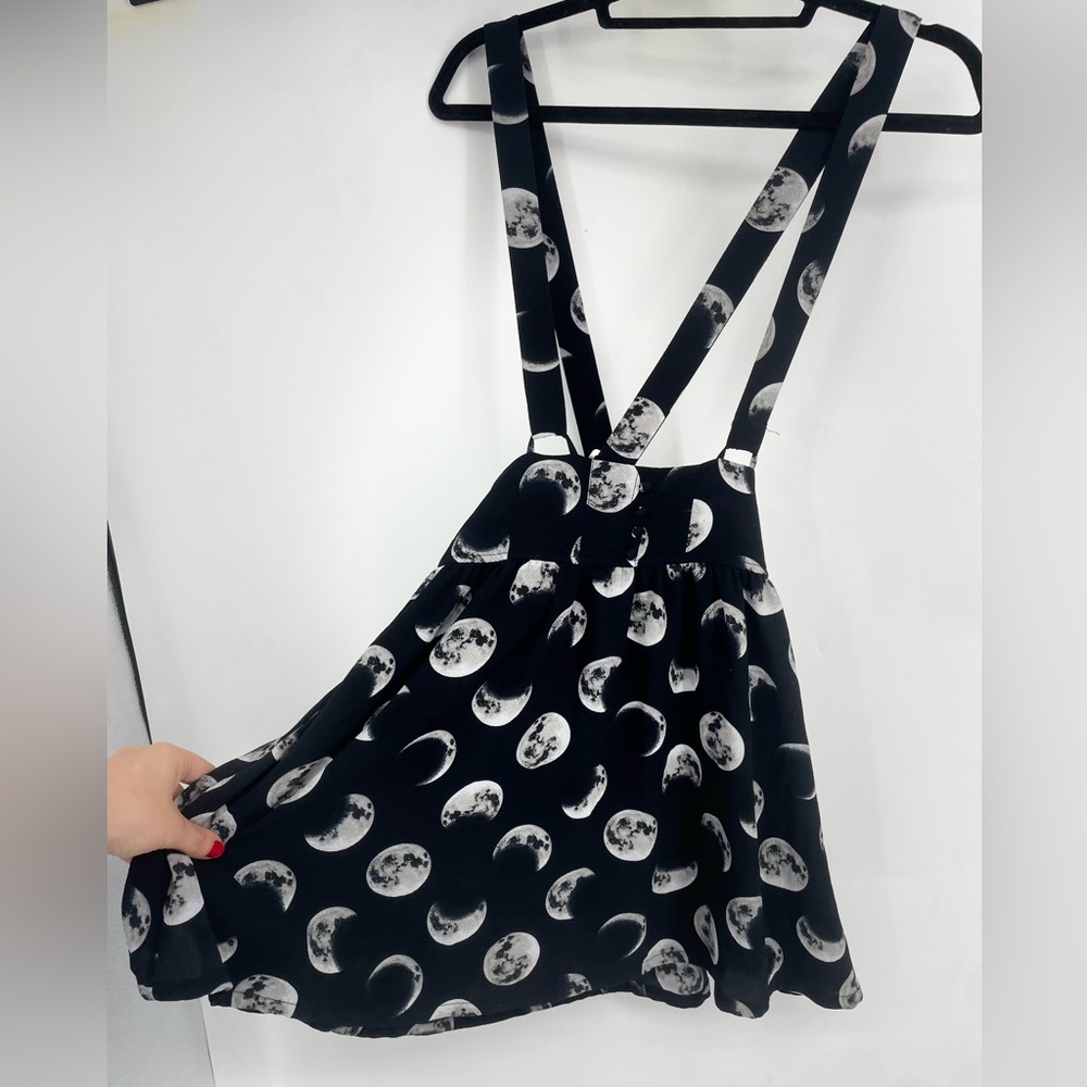 Hot Topic Womens Small Moon Skirt Suspenders Black Goth Whimsigoth Emo space